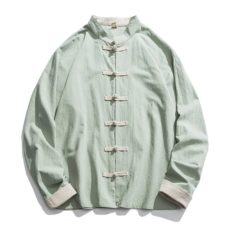 Mens Linen Shirt Long Sleeve - 2020 yeni Kimono ceket erkekler geleneksel