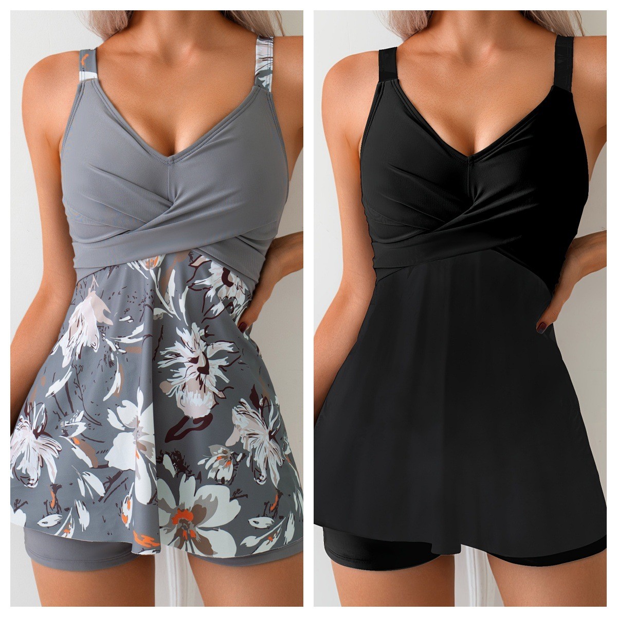 Shorts - Y2k Tankini Kadın Retro Şortlu Tankini