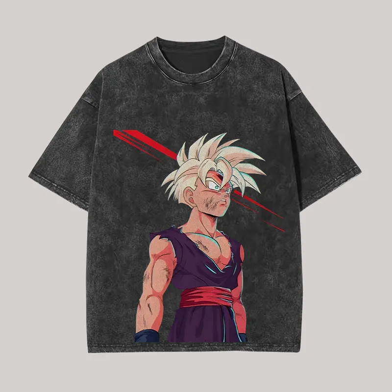 Acid Wash Vintage Graphic T Shirt - Gohan T Shirt Dragon Ball Z