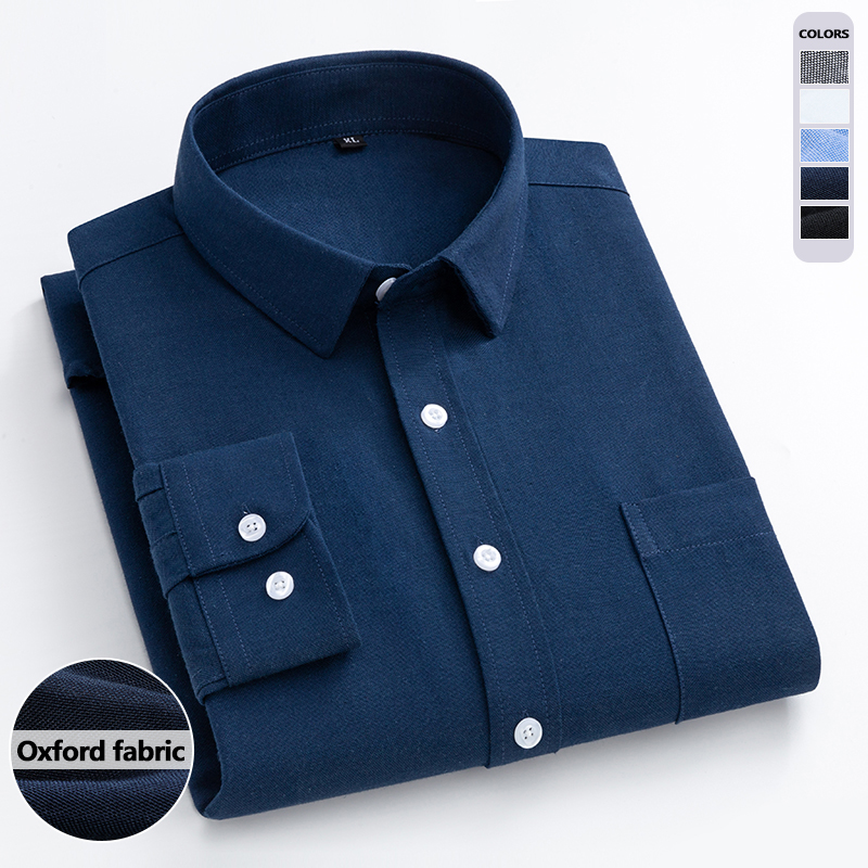 Oxford Cotton Casual Shirt Business - Lacivert Oxford Gömlek erkek Uzun kollu