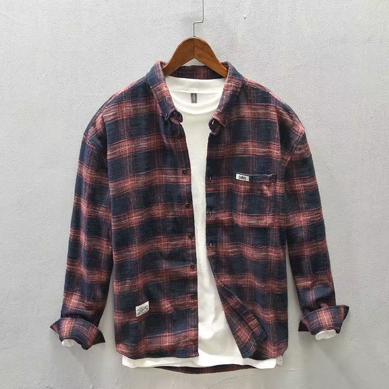 Flannel Plaid Shirt Heavy Weight - 2026 İlkbahar/Sonbahar Yeni Kareli Günlük Gömlek