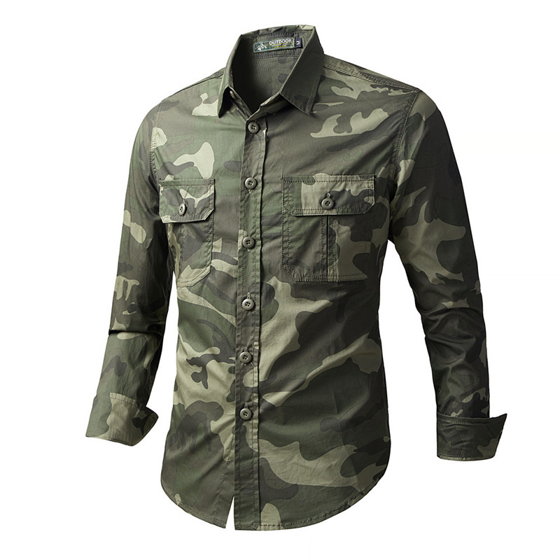 Tactical Military Shirt Cargo - İlkbahar Sonbahar erkek Taktik Kargo Gömlek