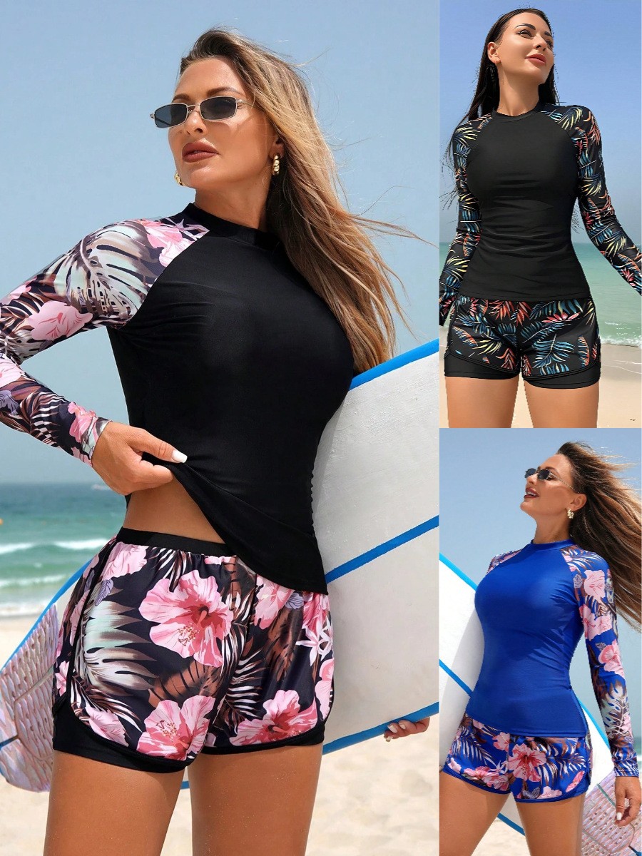 Shorts - Y2k Tankini Kadın Uzun Kollu Crop