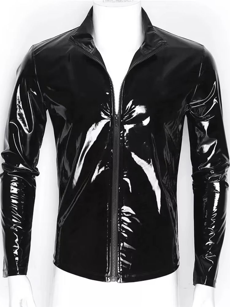 Jackets - S-7XL Islak Görünümlü PVC Uzun Kollu