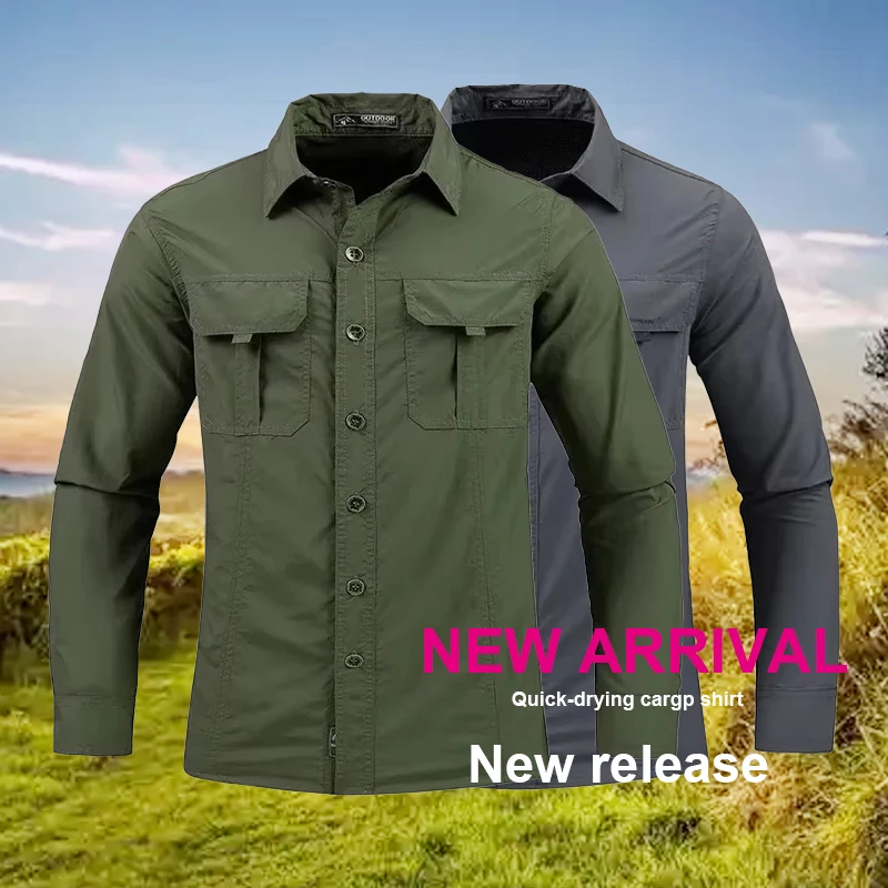 Tactical Military Shirt Cargo - 5XL erkekler hafif çabuk kuruyan gömlek
