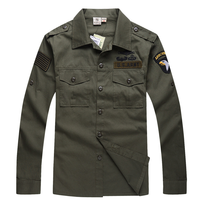 Tactical Military Shirt Cargo - Erkek Pamuk Askeri Meraklısı Uzun Kollu