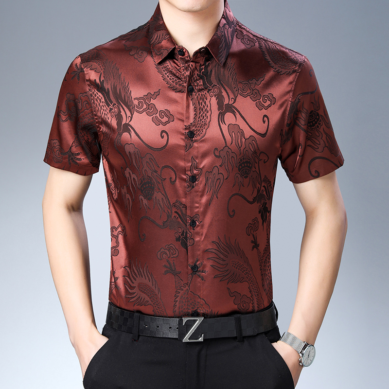 Erkek moda desen ipek gömlek y - Mens Satin Silk Dress Shirt incelemesi ve fiyatı