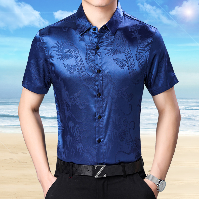 Erkek moda desen ipek gömlek y - Mens Satin Silk Dress Shirt incelemesi ve fiyatı