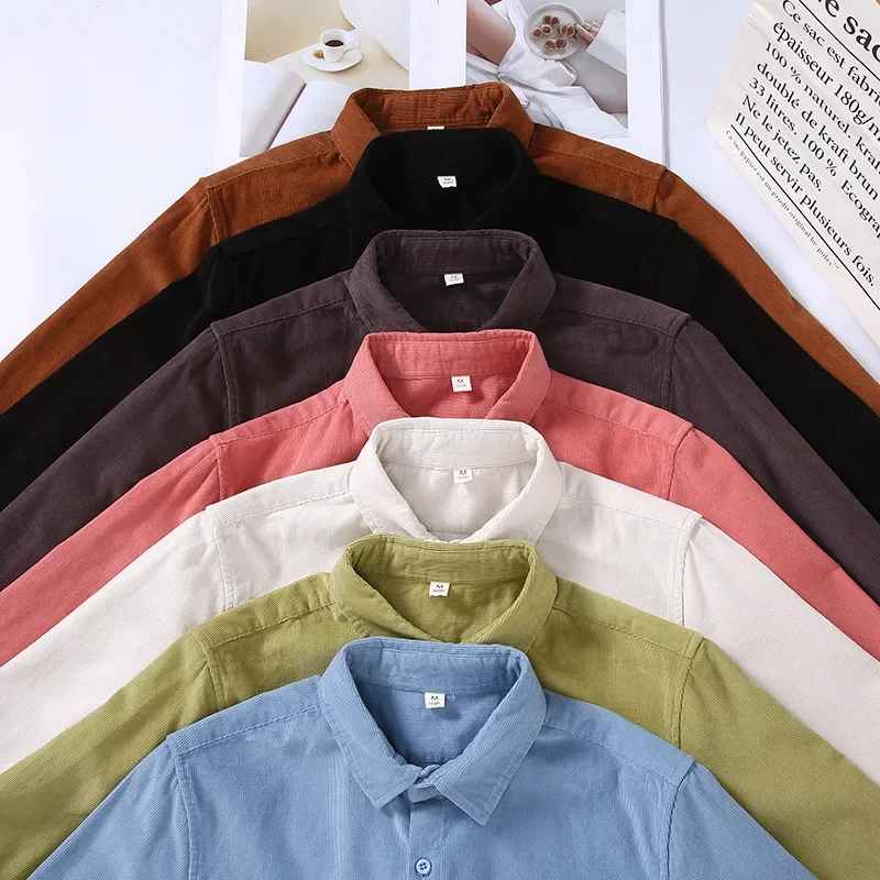 İlkbahar Sonbahar Erkek Uzun K - Corduroy Button Up Shirt Men incelemesi ve fiyatı