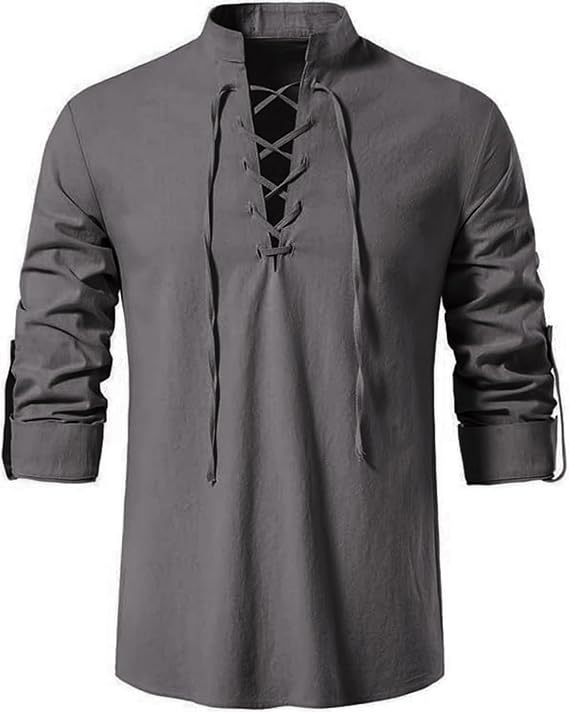 Erkek Korsan Gömlek Viking Ret - Medieval Gothic Lace Up Pirate Shirt incelemesi ve fiyatı