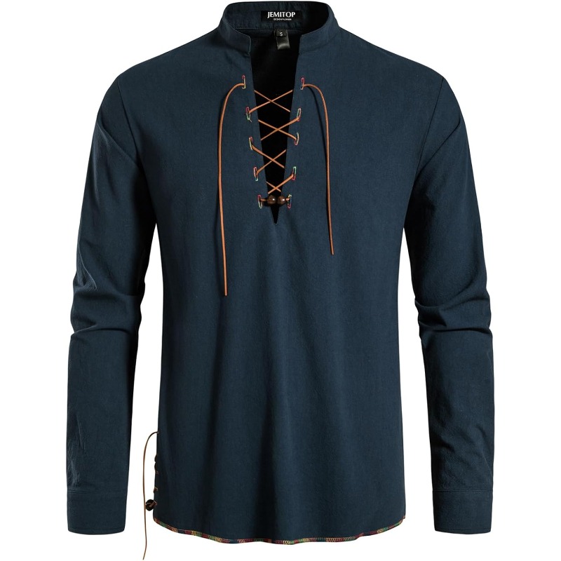 Erkek Korsan Gömlek Viking Ret - Medieval Gothic Lace Up Pirate Shirt incelemesi ve fiyatı