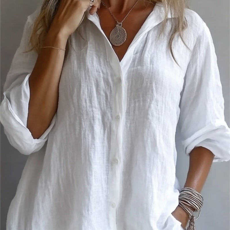 Düz Renk Keten Seksi V Yaka Te - Mens Linen Shirt Long Sleeve incelemesi ve fiyatı