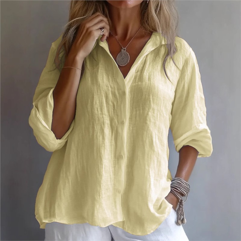 Düz Renk Keten Seksi V Yaka Te - Mens Linen Shirt Long Sleeve incelemesi ve fiyatı