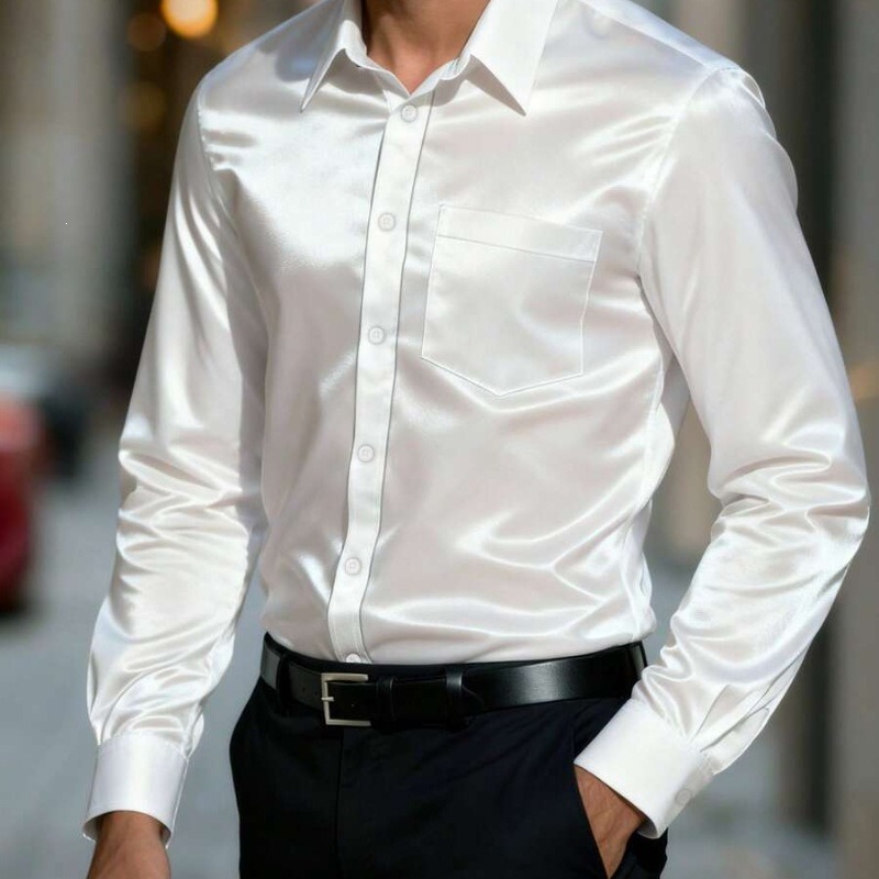 Erkek Saten Benzeri Buz İpek E - Mens Satin Silk Dress Shirt incelemesi ve fiyatı