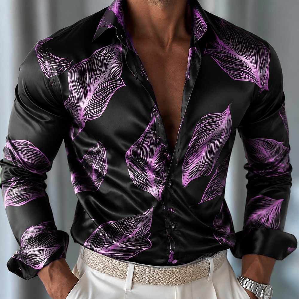 Erkek Yaprak Desenli Saten Göm - Mens Satin Silk Dress Shirt incelemesi ve fiyatı