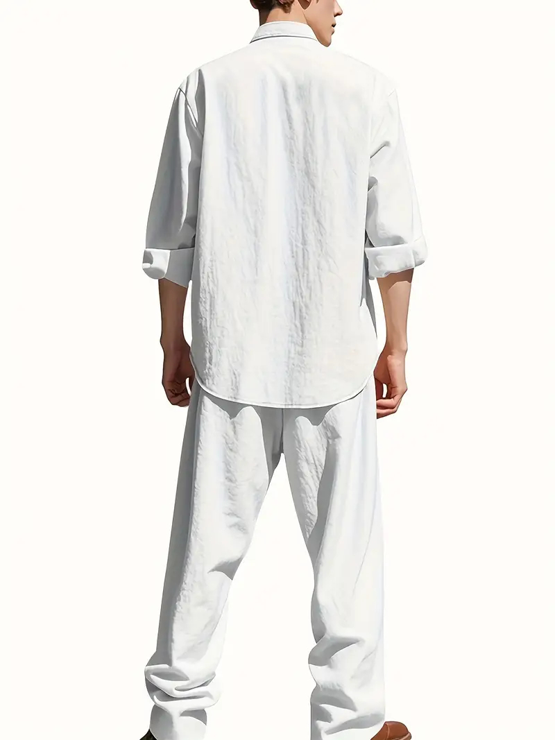 Erkek Beyaz Keten Takım Elbise - Mens Linen Shirt Long Sleeve incelemesi ve fiyatı