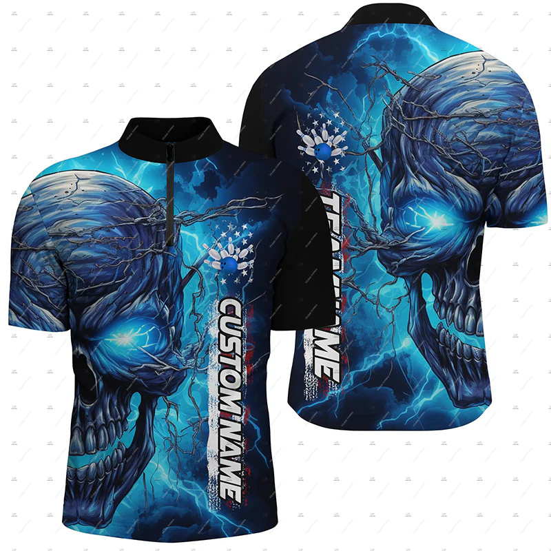 Özel Ad Bowling Kafatası Renkl - Short Sleeve Bowling Shirt Retro incelemesi ve fiyatı