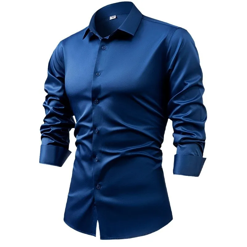 Erkekler için 2025 İlkbahar So - Mens Satin Silk Dress Shirt incelemesi ve fiyatı