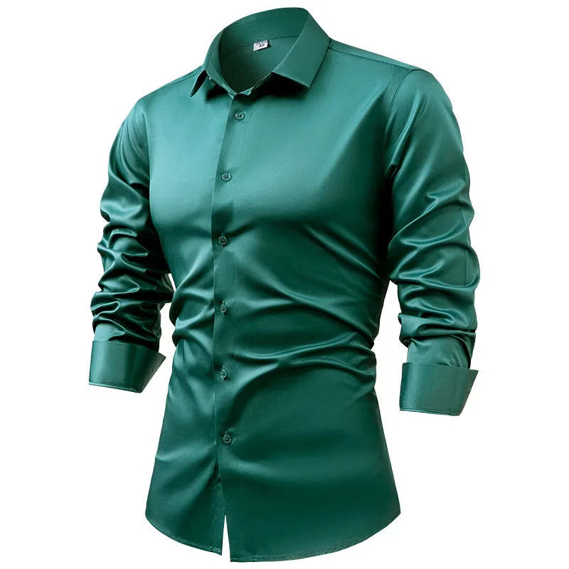 Erkekler için 2025 İlkbahar So - Mens Satin Silk Dress Shirt incelemesi ve fiyatı