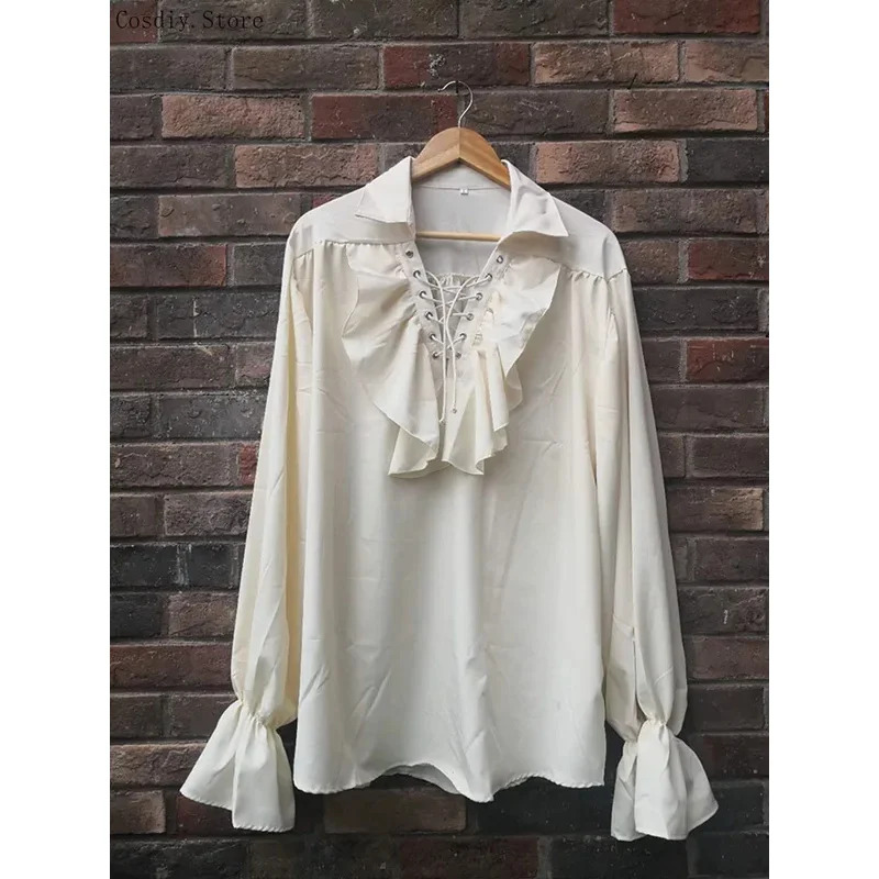S-5XL Ortaçağ Korsan Cadılar B - Medieval Gothic Lace Up Pirate Shirt incelemesi ve fiyatı