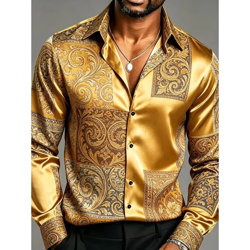 Saten İpek Uzun Kollu Barok Çi - Mens Satin Silk Dress Shirt incelemesi ve fiyatı