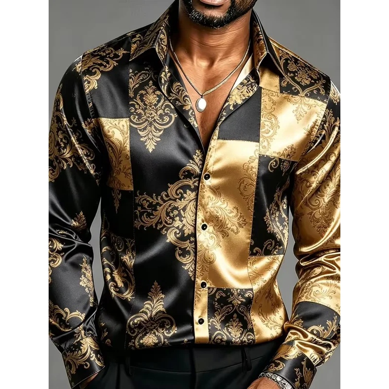 Saten İpek Uzun Kollu Barok Çi - Mens Satin Silk Dress Shirt incelemesi ve fiyatı