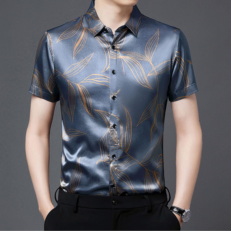 Erkek çiçekler ipek Shirt kısa - Mens Satin Silk Dress Shirt incelemesi ve fiyatı