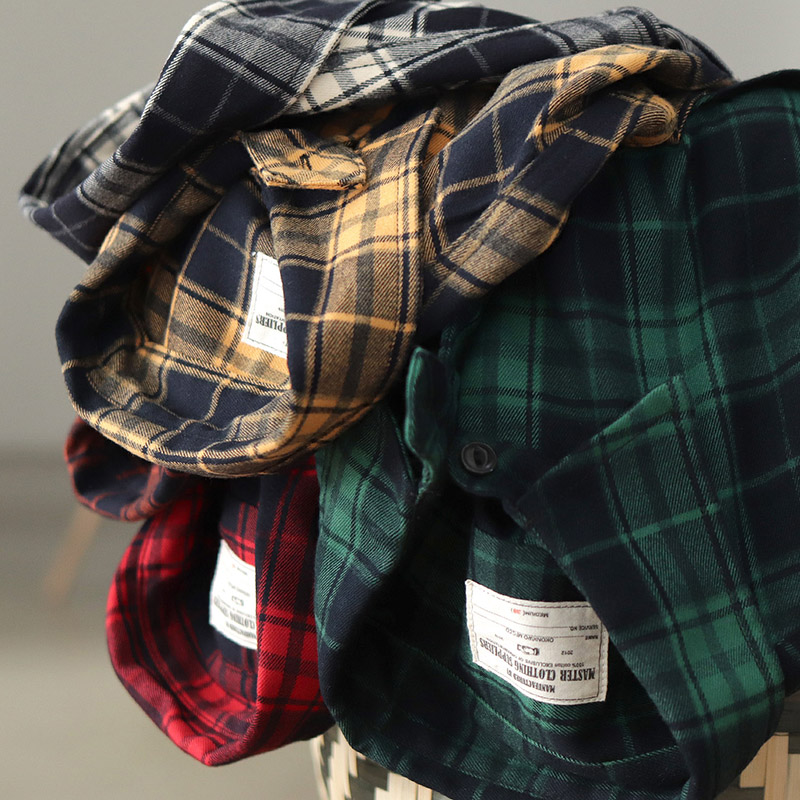 Sonbahar Yeni Japon Retro 300g - Flannel Plaid Shirt Heavy Weight incelemesi ve fiyatı