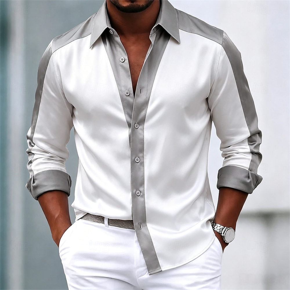 Erkek gömleği, saten gömlek, k - Mens Satin Silk Dress Shirt incelemesi ve fiyatı