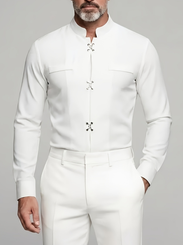 Lüks Erkek Mandarin Yaka Gömle - Mandarin Collar Formal Shirt Slim Fit incelemesi ve fiyatı