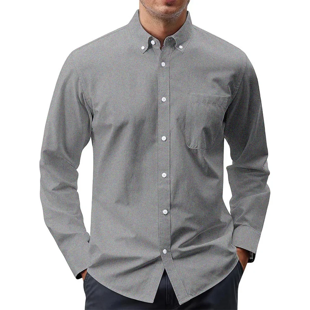 Erkek Uzun Kollu Gömlek Düz Re - Oxford Cotton Casual Shirt Business incelemesi ve fiyatı