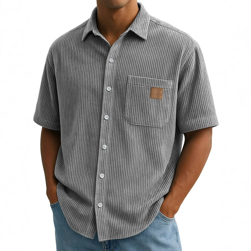 Erkek Kadife Kısa Kollu Gömlek - Corduroy Button Up Shirt Men incelemesi ve fiyatı